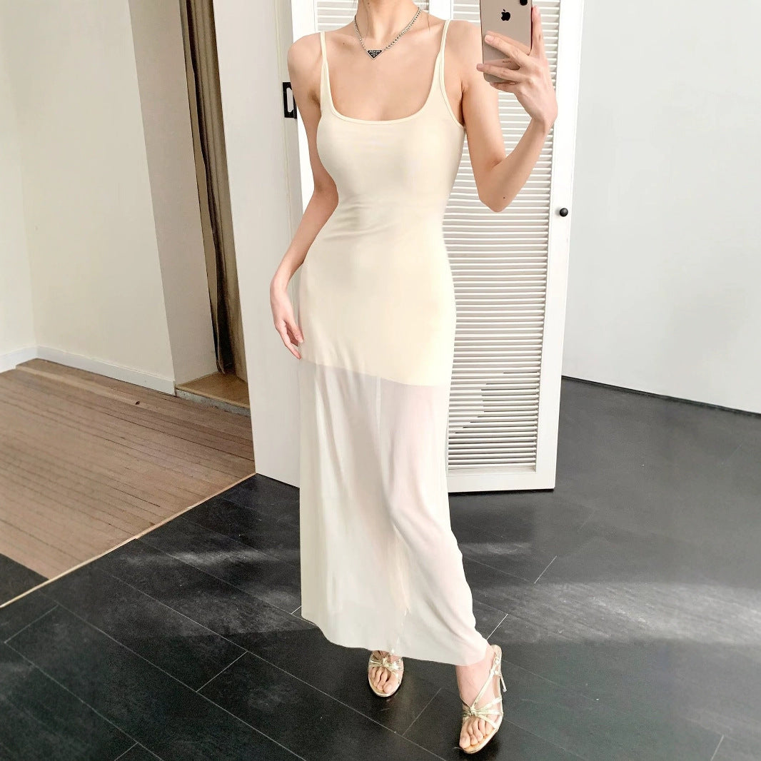 Damen Maxikleid mit verstellbaren Trägern und fließendem Schnitt Drune