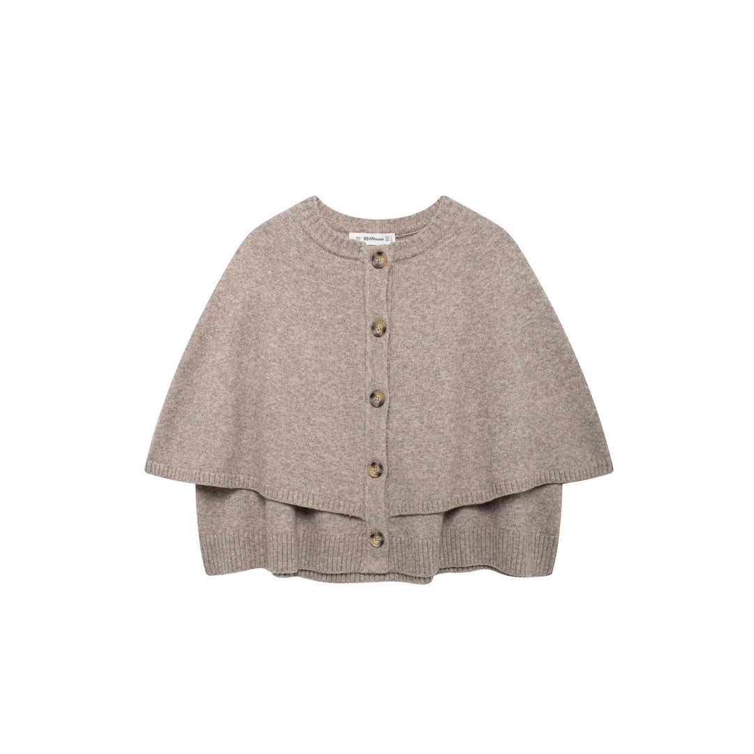 Damen Cape-Cardigan mit durchgehender Knopfleiste und doppellagigem Saum Drune