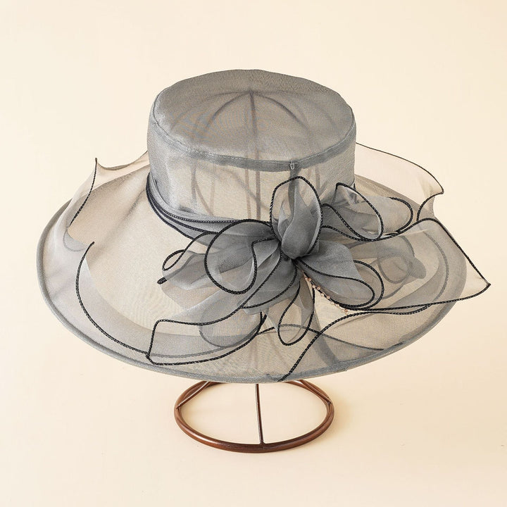 Damen Eleganter Sonnenhut mit Feiner Netzstruktur und Romantischen Schleifenelementen Drune