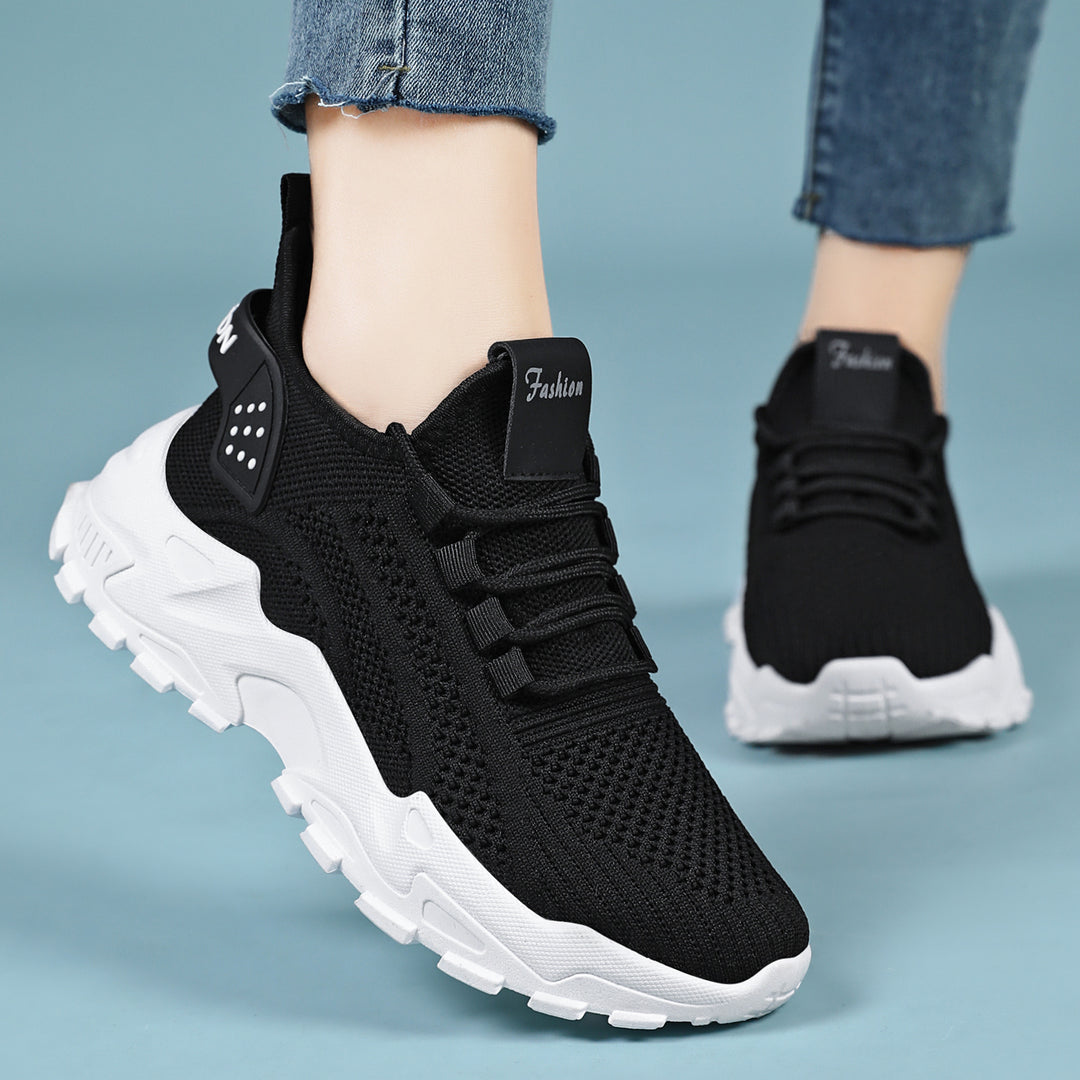 Unisex nan atmungsaktive Strick-Sneaker mit dicker Profilsohle und elastischem Slip-on Drune