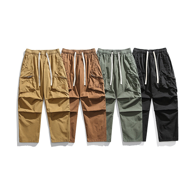 Herren Locker geschnittene Cargo-Hose mit elastischem Tunnelzugbund, Kordelzug und großen Utility-Taschen Drune