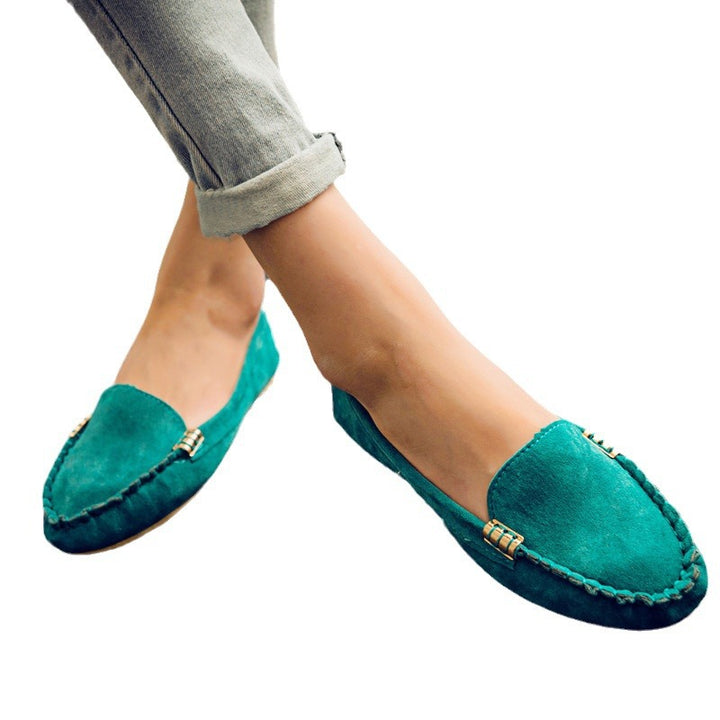 Damen Veloursleder-Mokassin mit profiliertem Gummisohlen-Design und Ziernaht Drune