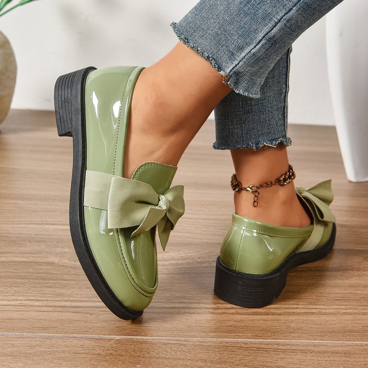 Damen Loafer mit Karo‑Muster und Schleifenapplikation Drune