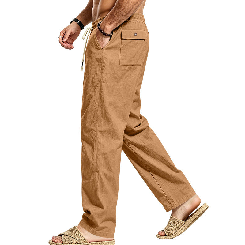 Herren Leichte Relax-Hose mit elastischem Bund, Kordelzug und aufgesetzter Cargotasche Drune