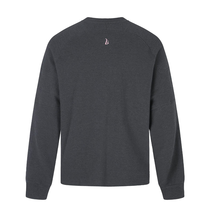 Damen Oversize Sweatshirt mit V‑Ausschnitt, Raglanärmeln und Frontprint Drune