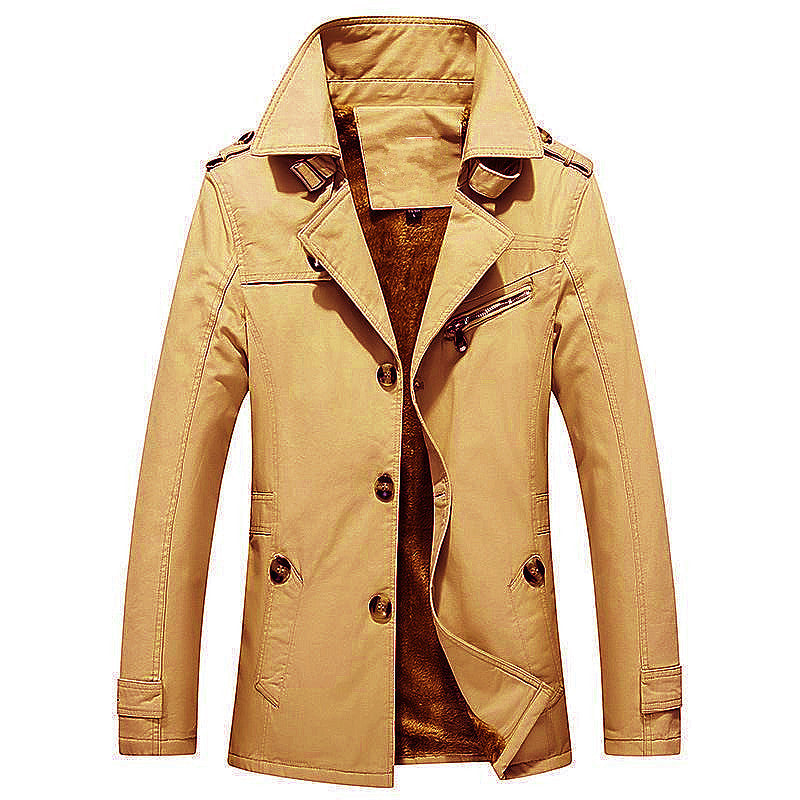 Herren Winterparka Manteljacke mit Teddyfutter, Stehkragen und Reißverschluss-Details Drune