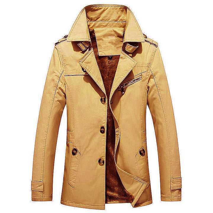 Herren Winterparka Manteljacke mit Teddyfutter, Stehkragen und Reißverschluss-Details Drune