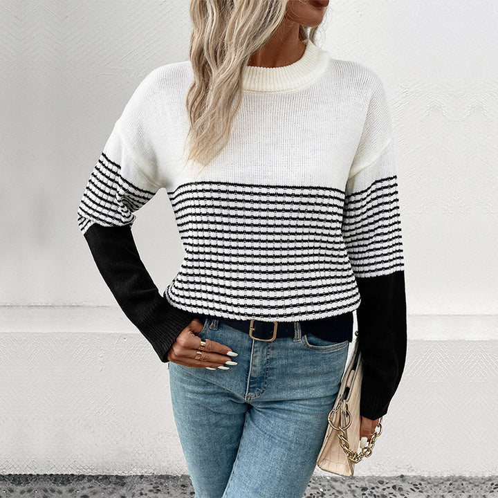 Damen Modischer Strickpullover mit Blockstreifen Drune