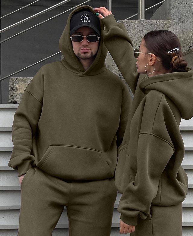 Unisex Oversize-Kapuzenpullover und Relax-Jogginghose Set aus hochwertiger Baumwollmischung Drune