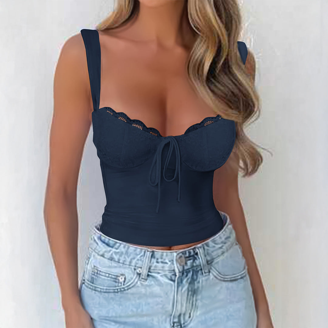 Damen Spitzen Trägertop mit raffiniertem Knoten-Design Drune
