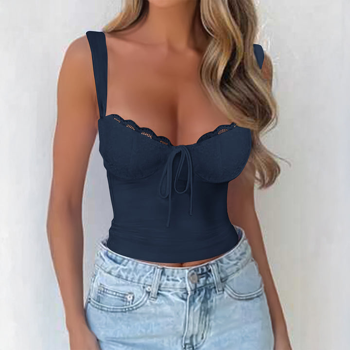 Damen Spitzen Trägertop mit raffiniertem Knoten-Design Drune