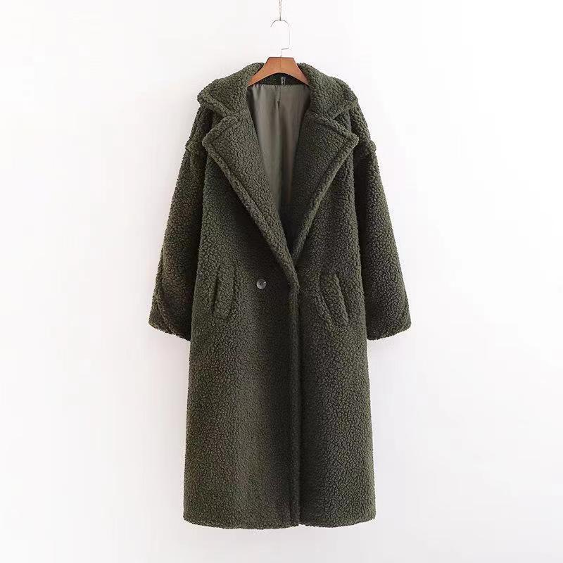 Drune | Langer Übergroß Schnitt Weiches Teddy Fleece Reverskragen Warm Und Bequem