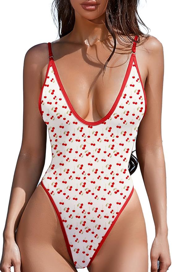 Damen Sportlicher Monokini mit fruchtigem Muster Drune