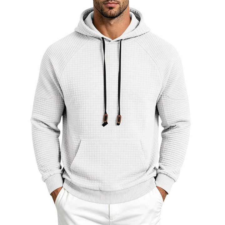Herren Strukturierter Kapuzenpullover aus Waffeljersey mit Kängurutasche und Raglanärmeln Drune