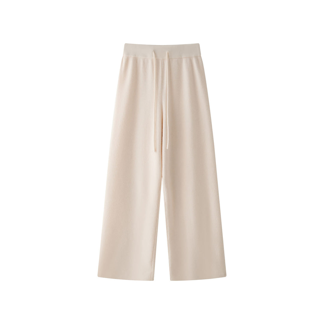 Damen bequeme Palazzo-Hose mit elastischem Bund und hohem Taillenbund Drune
