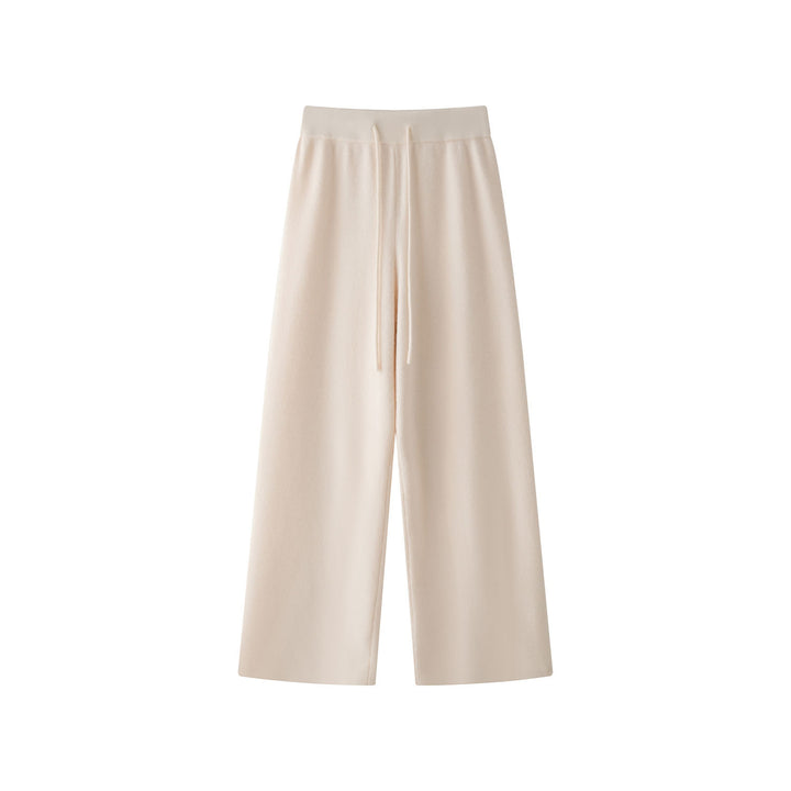 Damen bequeme Palazzo-Hose mit elastischem Bund und hohem Taillenbund Drune