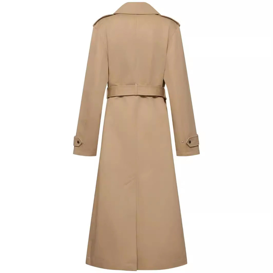 Damen bodenlanger Oversize-Trenchcoat mit Reißverschluss und weitem Schalkragen Drune