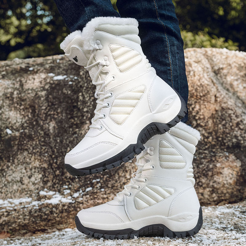 Damen Hochgeschnittene Winter-Trekkingstiefel mit kuscheligem Kunstfellfutter, wasserdichter Membran und griffiger Gummiprofilsohle Drune