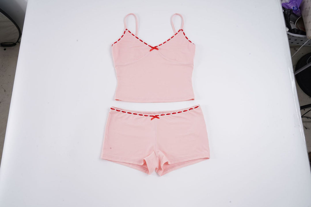 Damen Unterwäsche Set mit zartem Spaghetti-Trägershirt und bequemen Shorts Drune