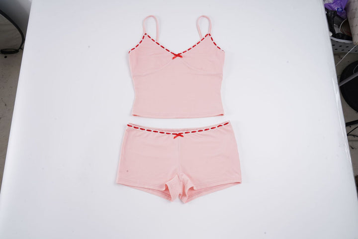 Damen Unterwäsche Set mit zartem Spaghetti-Trägershirt und bequemen Shorts Drune