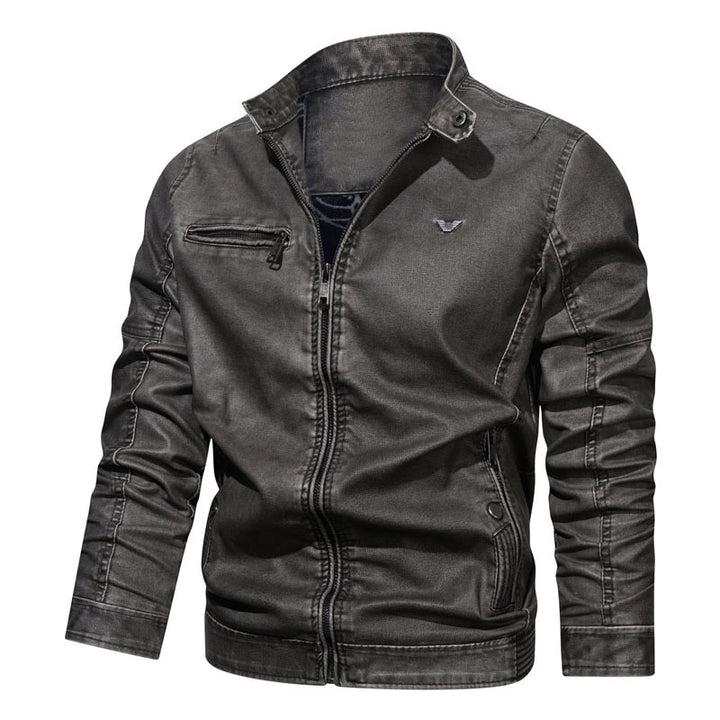 Herren Slim‑Fit Jeansblouson mit Used‑Optik, Reißverschluss‑Brusttasche und gesteppter Ärmelpartie Drune