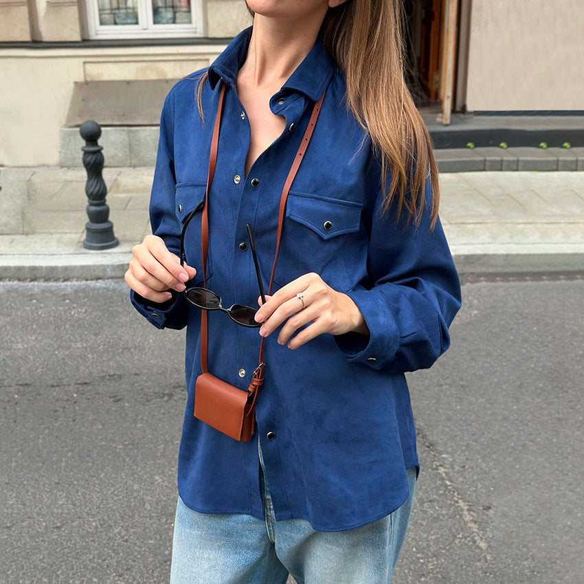 Damen Lässige Oversized-Hemdjacke mit Taschen und modischen Details Drune