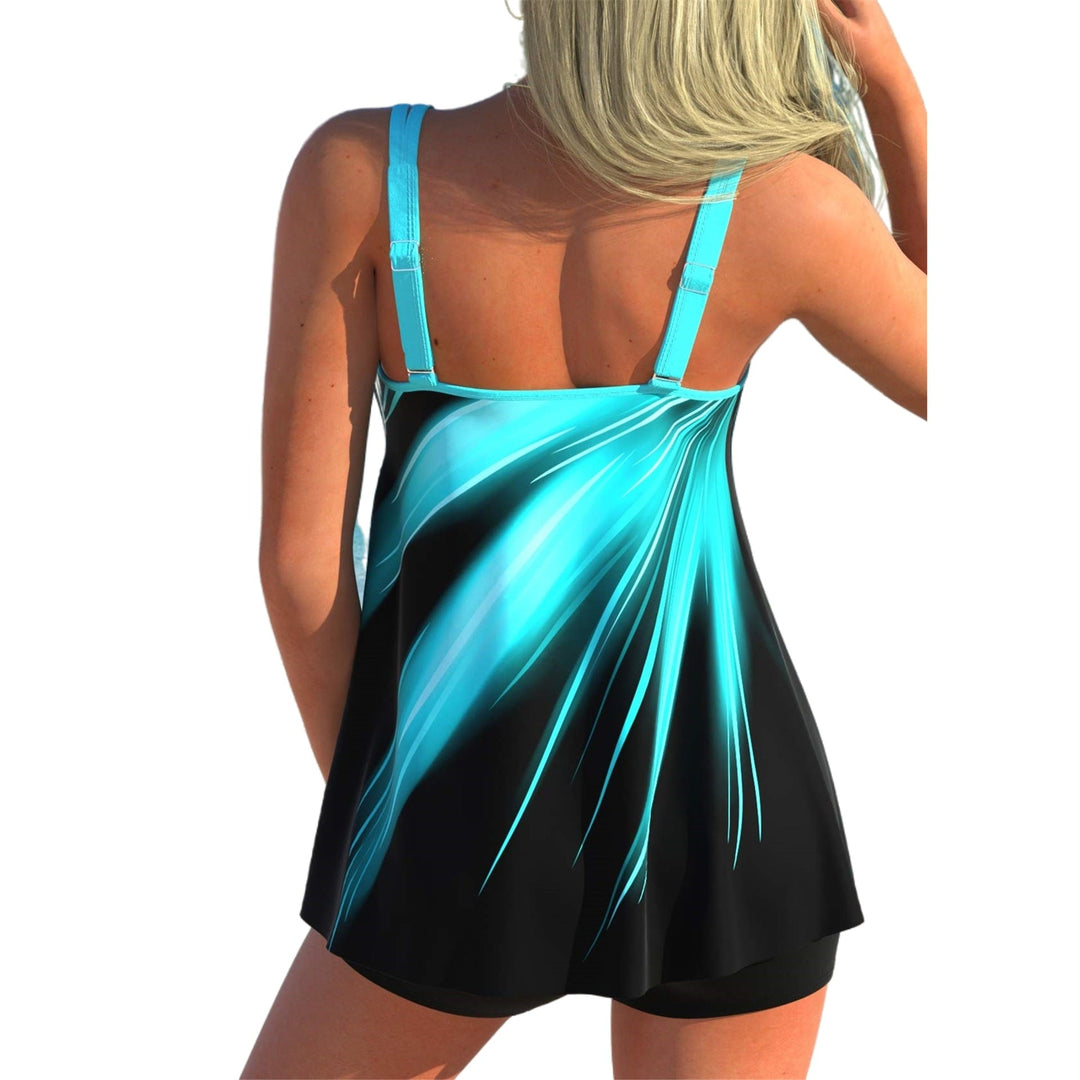 Damen nan fließendes A-Linien Tankini-Oberteil mit doppelten Spaghettiträgern und figurumspielender Passform Drune