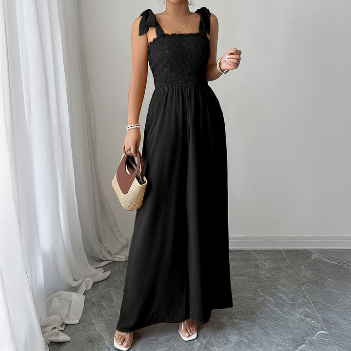 Damen Maxi-Kleid mit raffiniertem Rüschendesign und elastischem Oberteil Drune