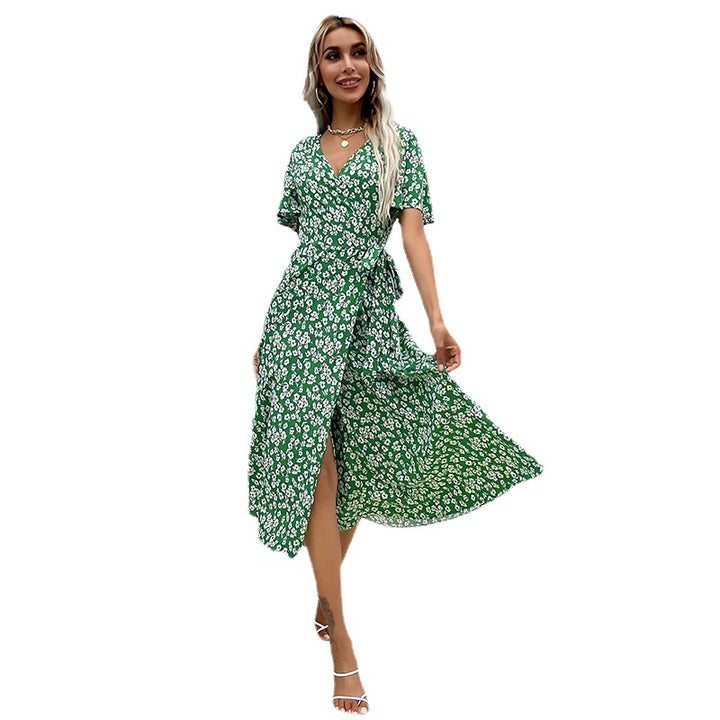Damen Maxikleid mit floralem Schnitt und elegantem Schlitz Drune