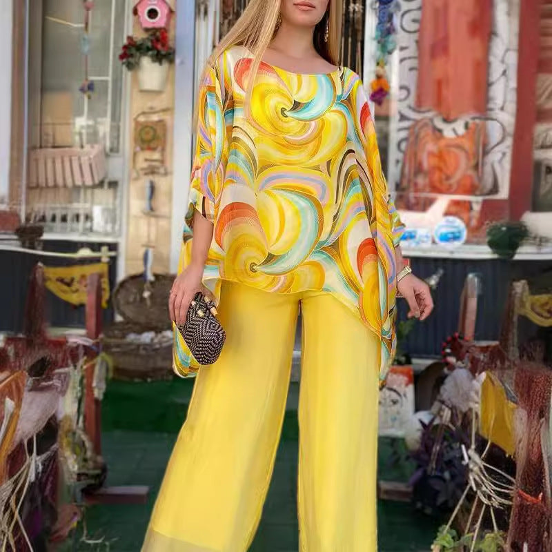 Drune | Buntes Chiffon Bedrucktes Set