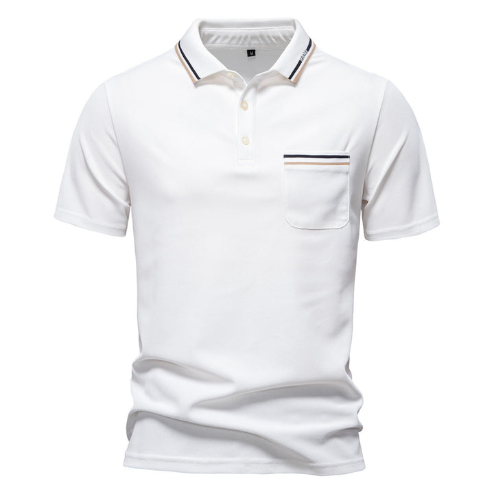 Herren nan modernes Poloshirt mit aufgesetzter Brusttasche und Kontrastbesatz am Polokragen Drune