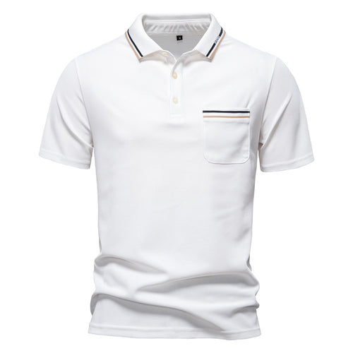 Herren nan modernes Poloshirt mit aufgesetzter Brusttasche und Kontrastbesatz am Polokragen Drune