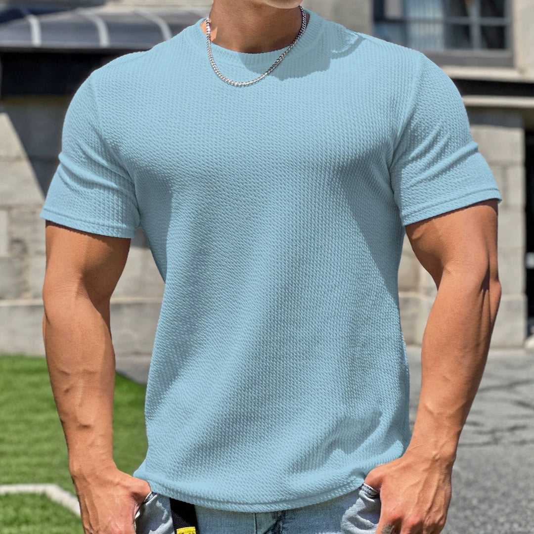 Herren strukturiertes T-Shirt in schlanker Passform mit Rundhalsausschnitt Drune
