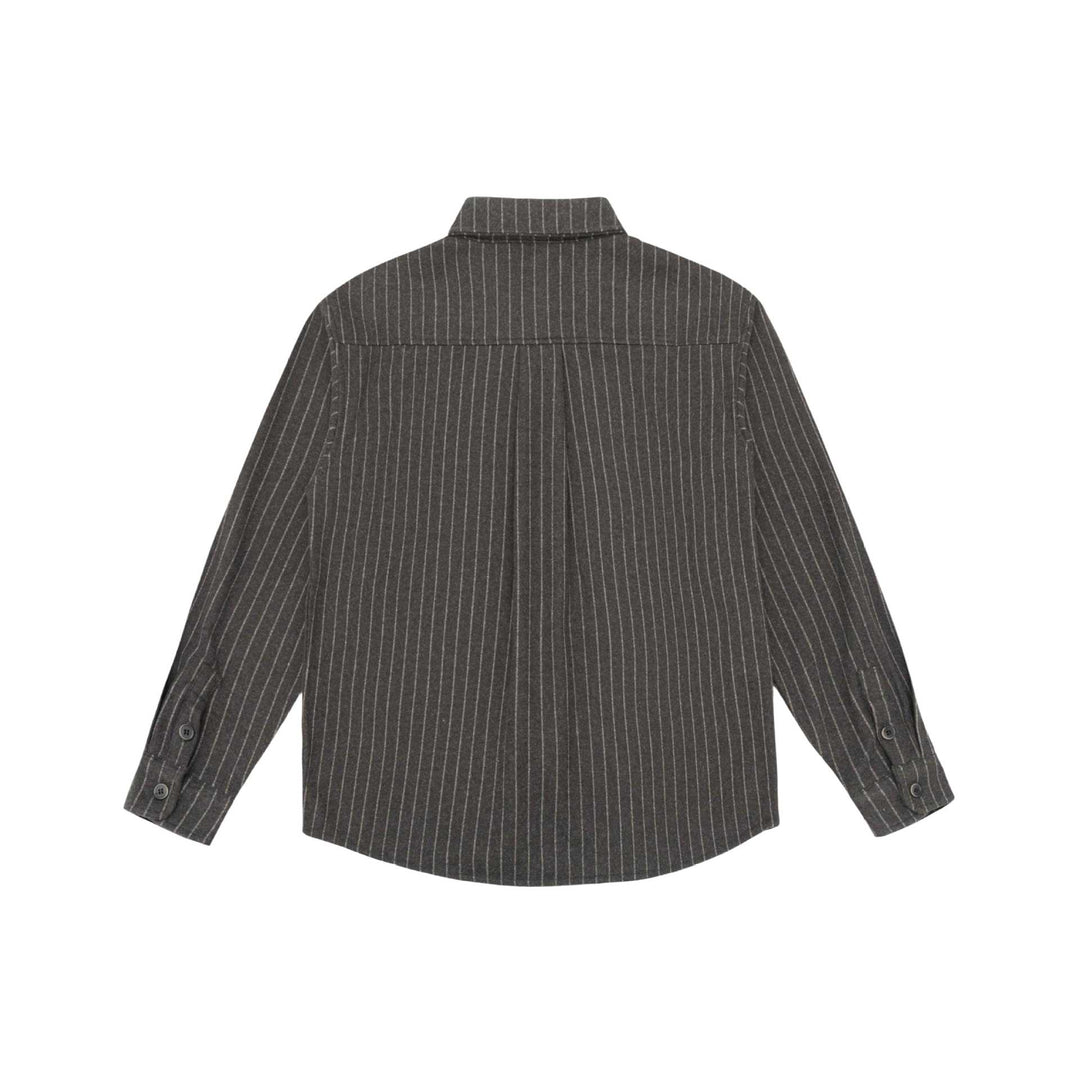 Damen Oversize-Hemdjacke mit markanter Schulterpasse und Nadelstreifen Drune