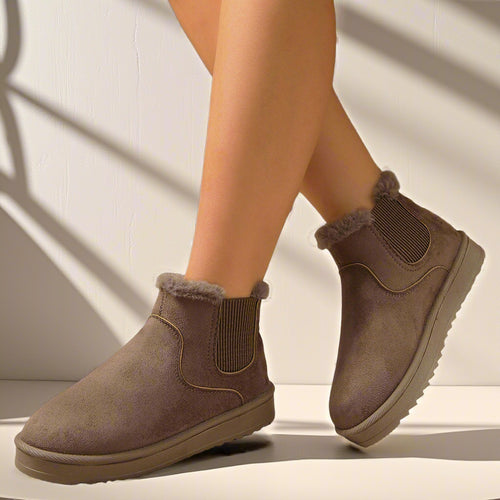 Damen Gefütterte Chelsea-Winterbooties mit elastischem Einsatz und Teddyfellfutter Drune