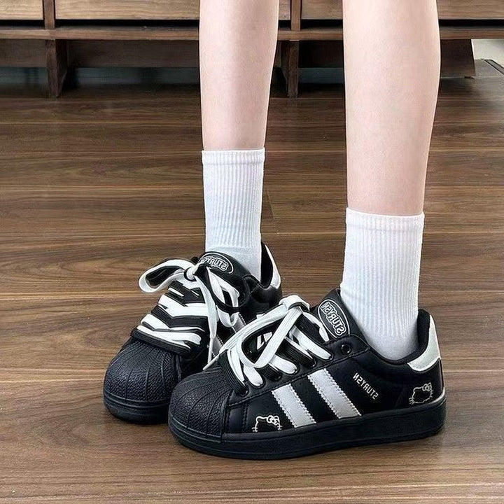 Damen Sportliche Sneakers mit strukturiertem Obermaterial und rutschfester Sohle Drune