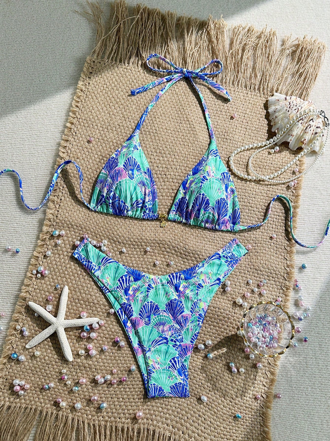 Damen Triangel-Bikini mit floralen Mustern Drune