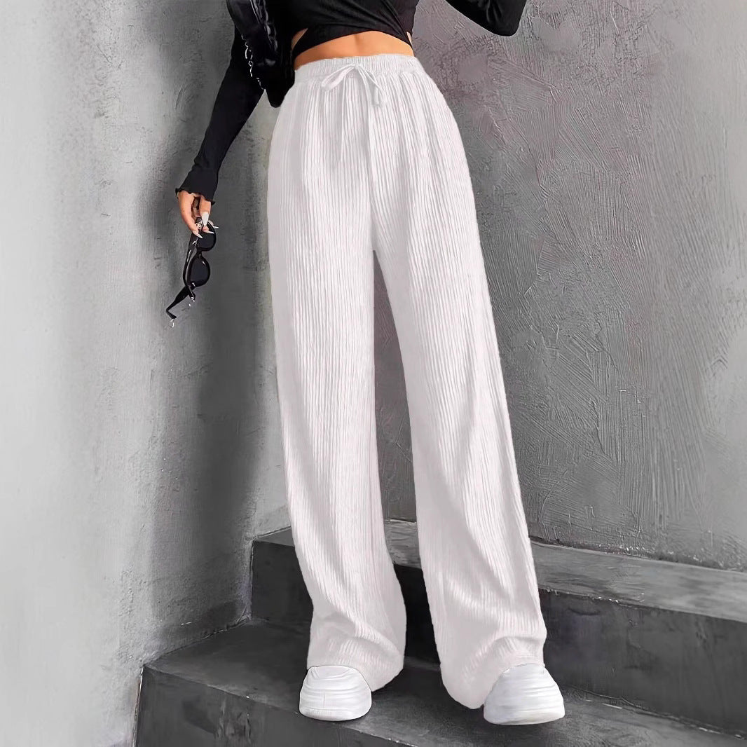 Damen weite Pünktchenhose mit elastischem Bund und schickem Plissée Drune