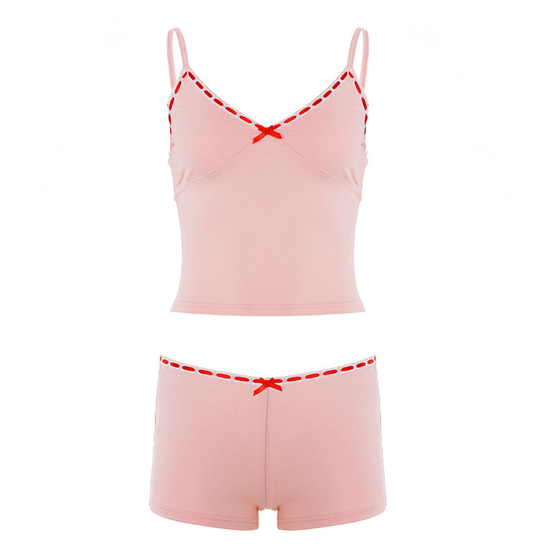 Damen Unterwäsche Set mit zartem Spaghetti-Trägershirt und bequemen Shorts Drune