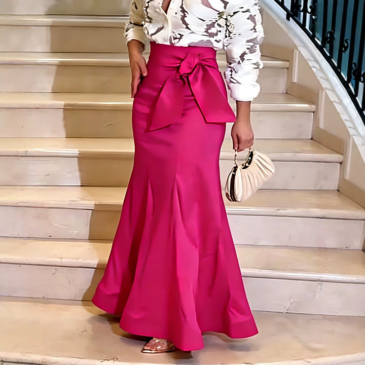 Damen Eleganter Maxi-Rock mit voluminösem Schleifen-Detail Drune