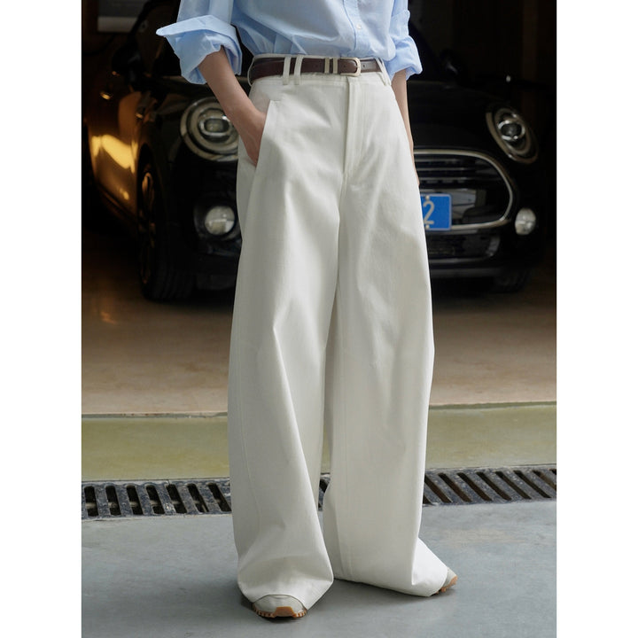 Damen Hochtaillierte Bundfaltenhose mit extra weitem Bein und Eingrifftaschen Drune