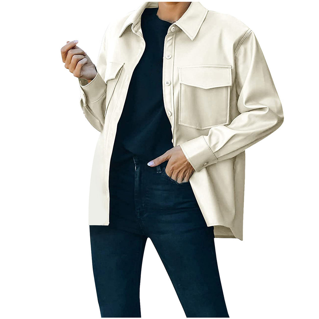 Damen elegante Blusenjacke mit Taschen und modernem Schnitt Drune
