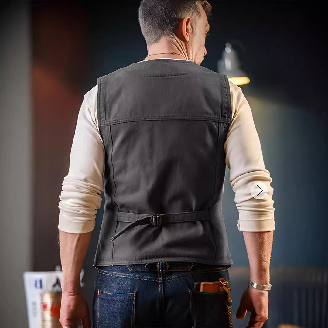 Herren modische Weste im Vintage-Stil mit Taschen Drune