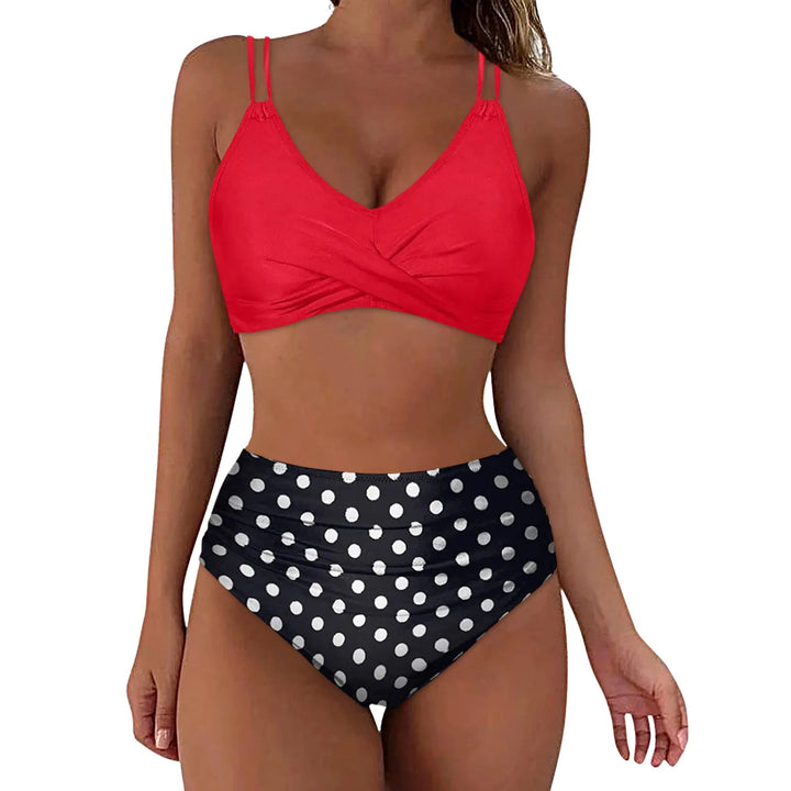 Damen Trendiger Hochschnitt-Bikini mit Raffung Drune