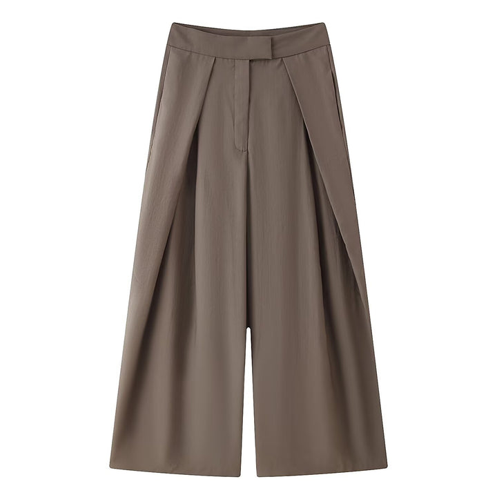 Damen Culotte-Hose mit weitem Bein, hoher Taille und ausgestellter Silhouette Drune