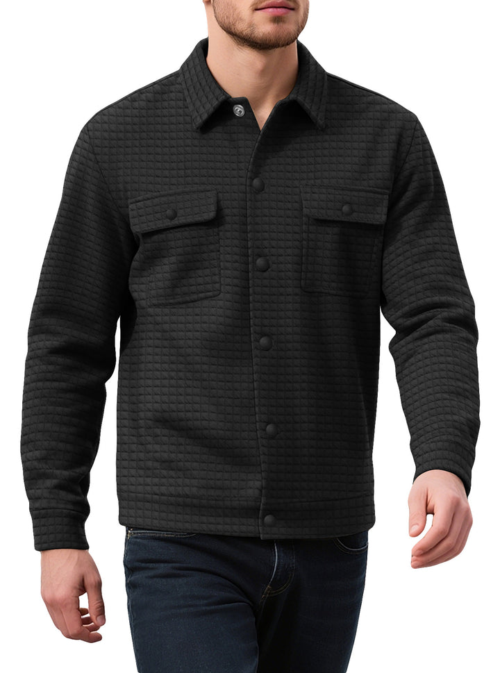 Herren nan gequiltete Hemdjacke im Overshirt-Stil mit Druckknopfleiste und aufgesetzten Brustklappen Drune