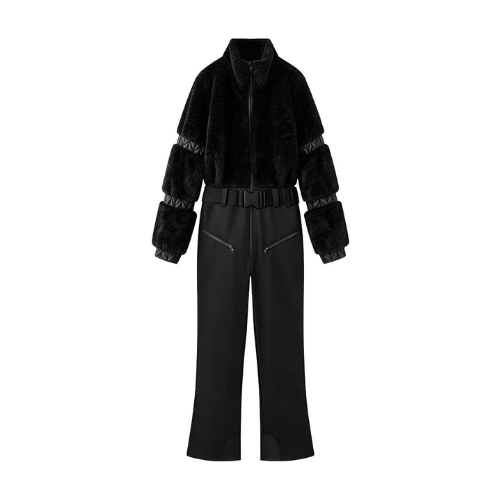 Damen Zweiteiliges Ski‑ und Winterset mit kurzem Teddyblouson und Highwaist‑Softshellhose Drune