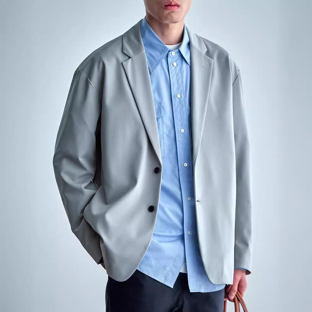 Herren Oversize-Sakko aus technischem Stretchgewebe mit Ein-Knopf-Verschluss Drune