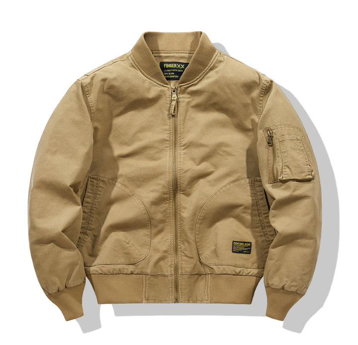 Herren  Heavyweight Baumwoll-Twill Bomberjacke mit gerundeter Tasche und Utility-Ärmeltasche mit Reißverschluss Drune