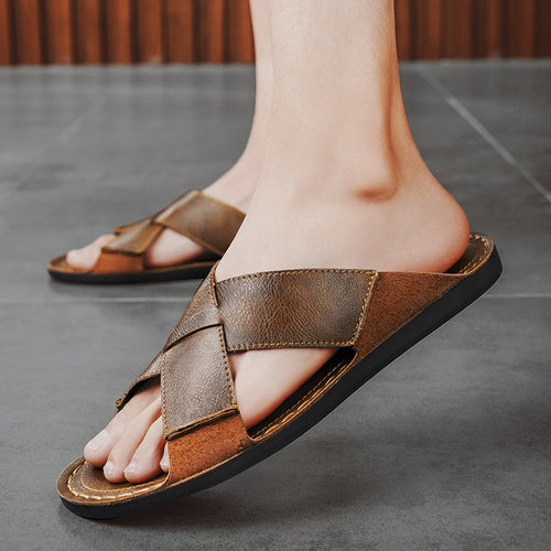 Herren Elegante und bequeme Leder-Sandalen mit verstellbarem Riemensystem Drune